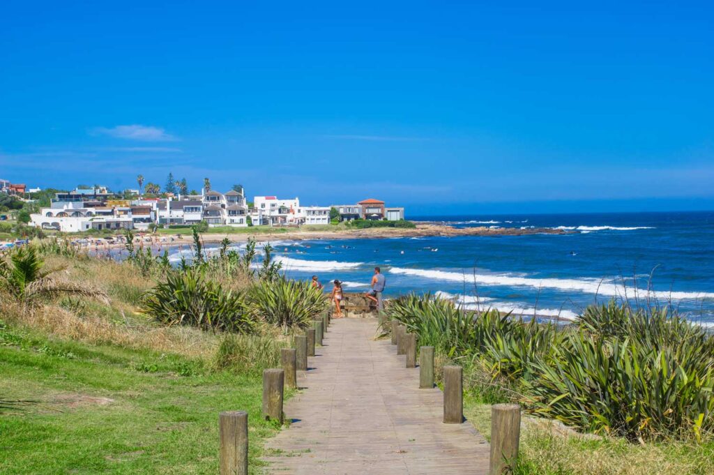The beach playa brava is located on the coast of uruguay