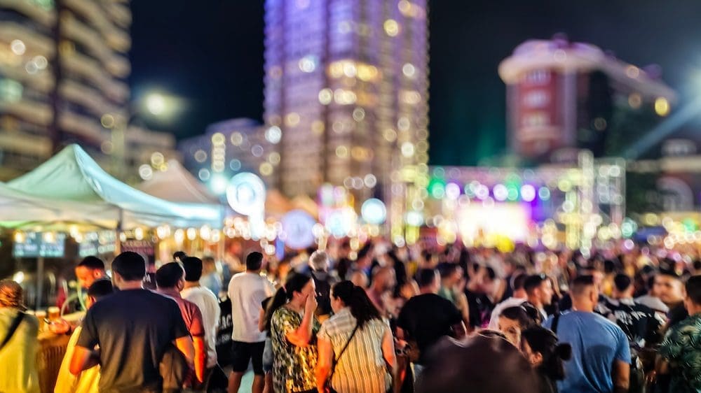 Punta del este, Uruguay - January 12 2025. Crowd at summer night music festival event
