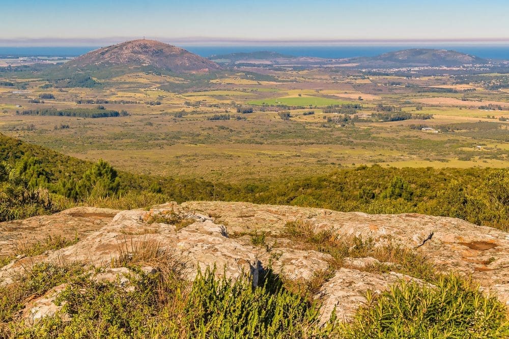 Countryside landscape at sierra de las animas mountain range, maldonado, uruguay