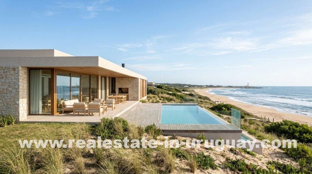 Luxury beachfront villa with infinity pool, embodying the 'Switzerland of South America' for investors.