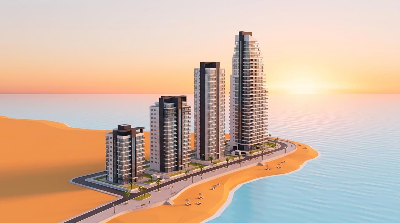 Contemporary high-rises curve along Punta del Este